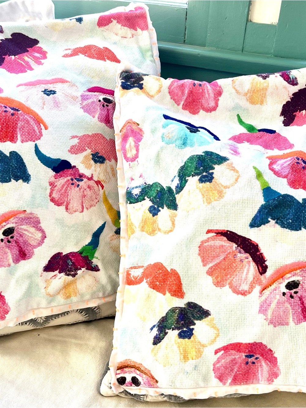 2 ANTHROPOLOGIE 18x18 FLORAL Pillow Covers